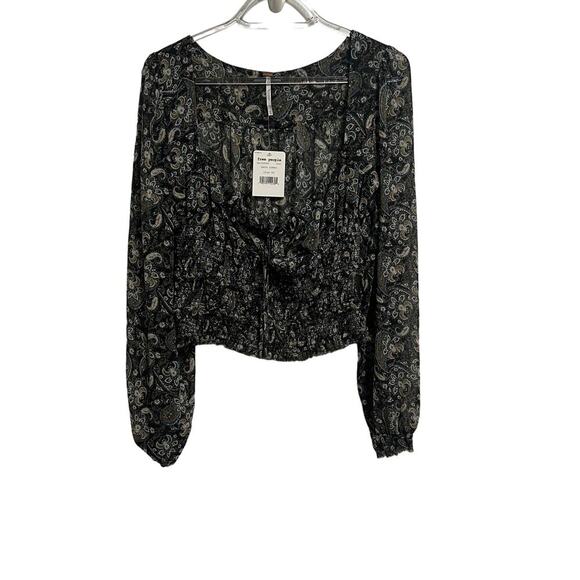 Free People NWT Lolita Peasant Blouse Top Floral Dark Combo Size XS - Picture 2 of 11